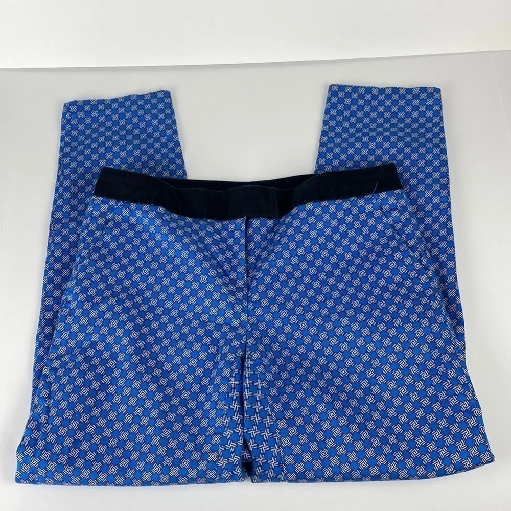 Eclectic pull on formal royal blue  diamond print trouser pant size 4